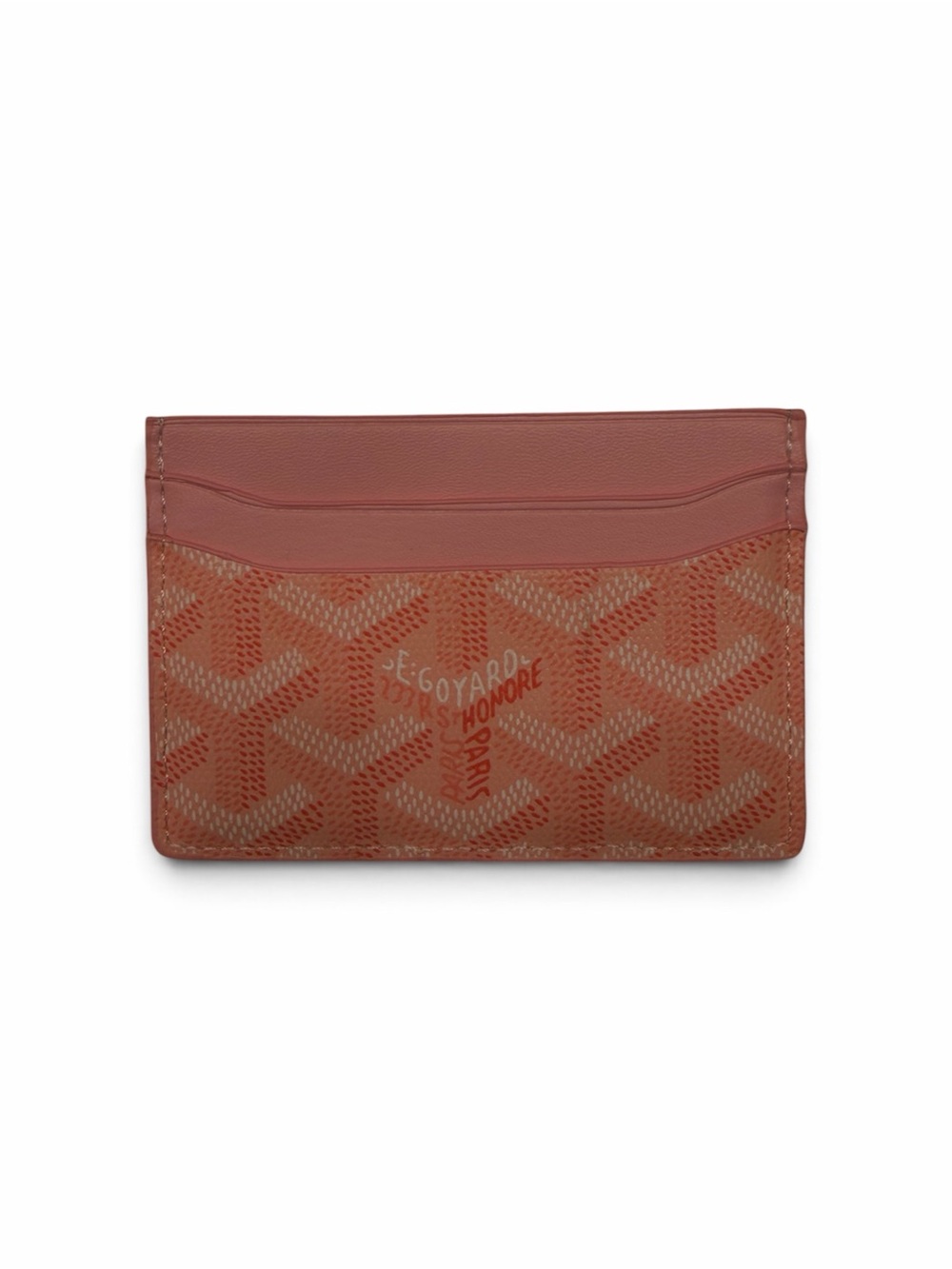 Goyard Coral Pink Card Holder with Signature Chevron Pattern - Picture 3 of 4